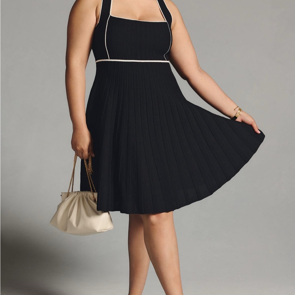 By Anthropologie Square Neck Pleated Dress